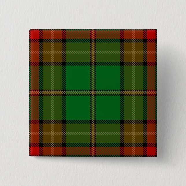 Caven County Irish Tartan 2 Inch Square Button (Front)