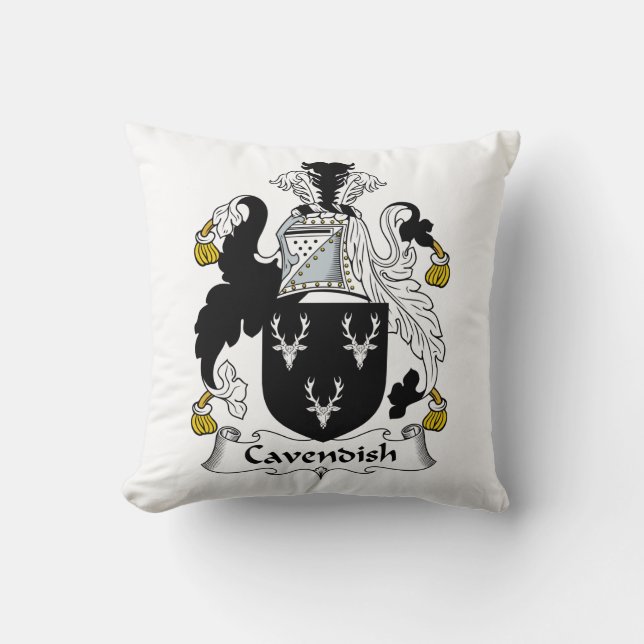 Cavendish Family Crest Throw Pillow (Front)