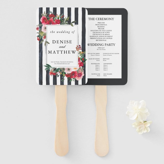 Caviar Black Wedding  Hand Fan (Front and Back)