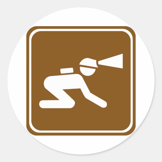 Caving Highway Sign Classic Round Sticker (Front)
