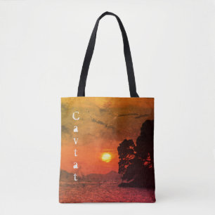 Cavtat, Croatia view of Sunset 1974 Filter Coffee  Tote Bag