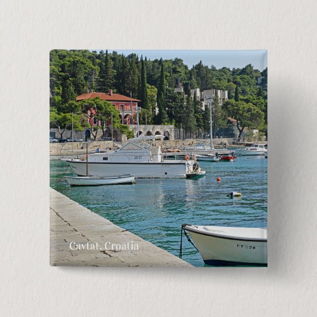 Cavtat, Croatia view of the Water 2 Inch Square Button (Front)