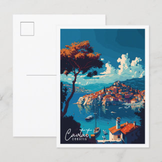 Cavtat Croatia vintage travel illustration Postcard