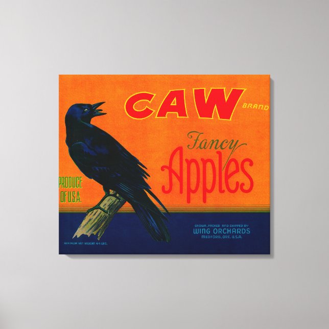 Caw Apple Crate LabelMedford, OR Canvas Print (Front)