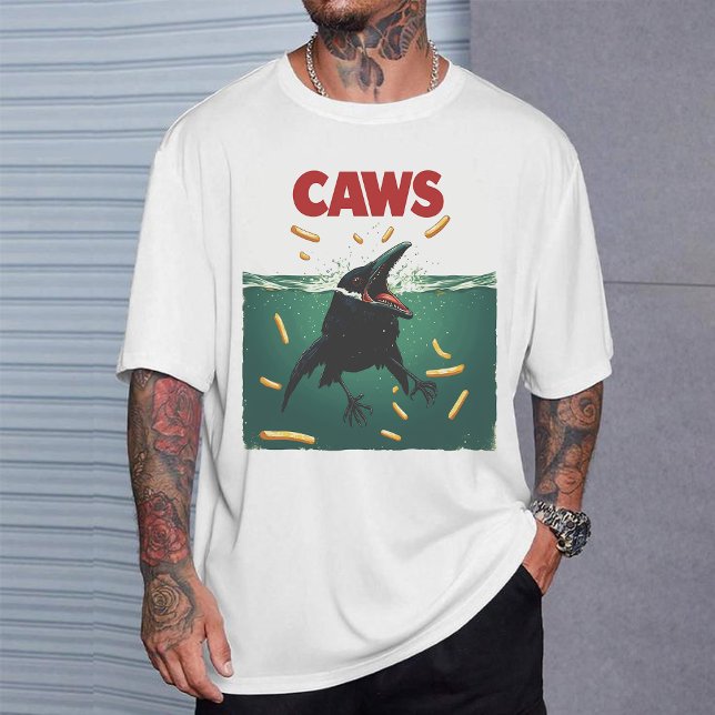 "CAWS" Funny Crow Jaws Poster Parody T-Shirt (Creator Uploaded)