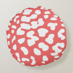 Cayenne and White Leopard Print Round Pillow