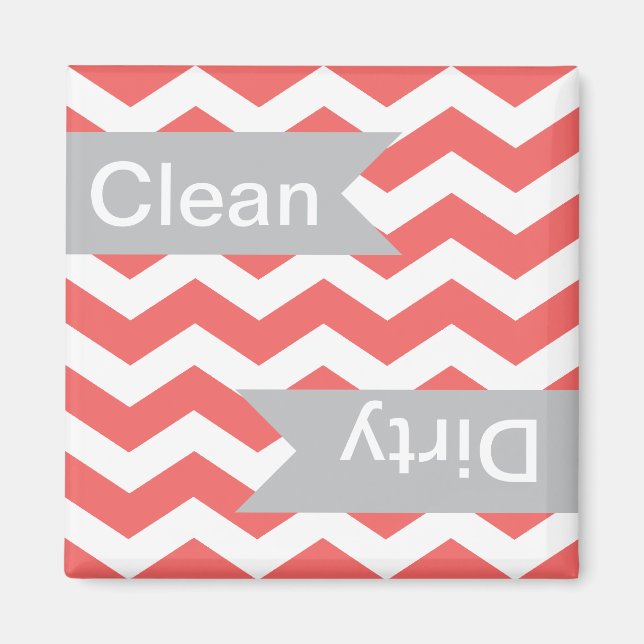 Cayenne Chevron Clean - Dirty Dishwasher Magnets (Front)