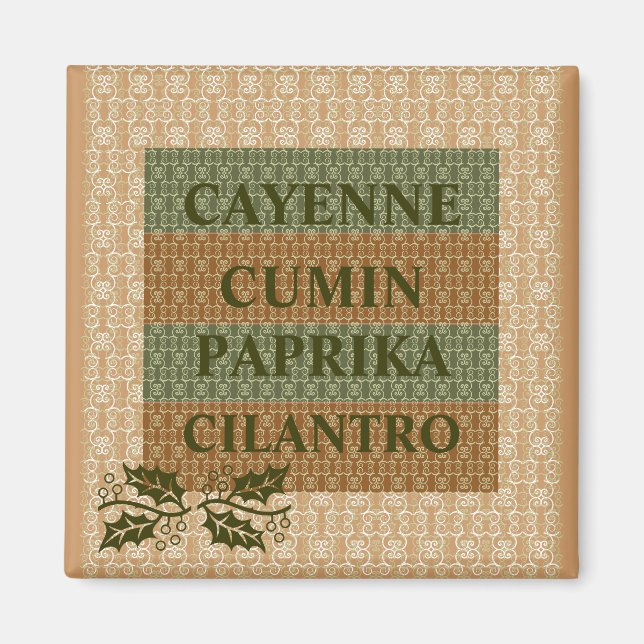 CAYENNE,CUMIN,PAPRIKA,CILANTRO KITCHEN MAGNET (Front)