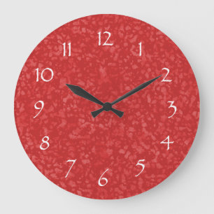 Cayenne Red Mottled Pattern Large Clock