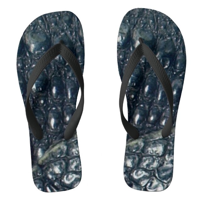 Cayman Crocodile Skin Design Flip Flops (Footbed)