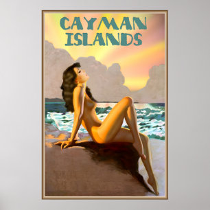 Cayman Islands British West Indies Caribbean Beach Poster
