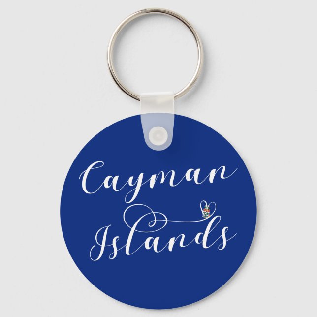 Cayman Islands Flag Heart, Cayman Isles Keychain (Front)