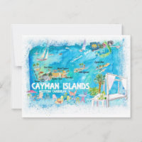 Cayman Islands Illustrated Travel Map with Roads