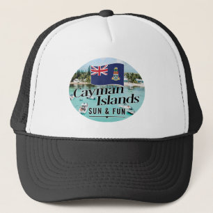 "Cayman Islands Sun & Fun" With Flag Trucker Hat