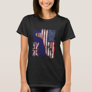 Cayman Islands USA Flag Distressed - Half American T-Shirt