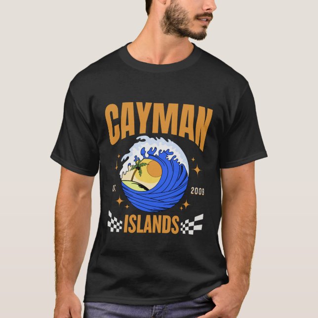 Cayman Islands waves T-Shirt (Front)