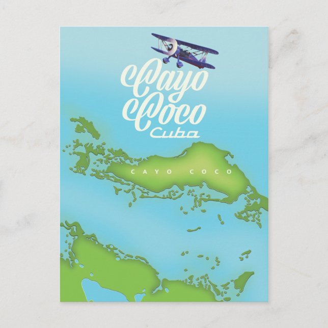 Cayo Coco Cuba vintage style map. Postcard (Front)