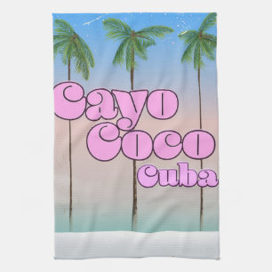 Cayo Coco Cuba vintage travel poster Kitchen Towel