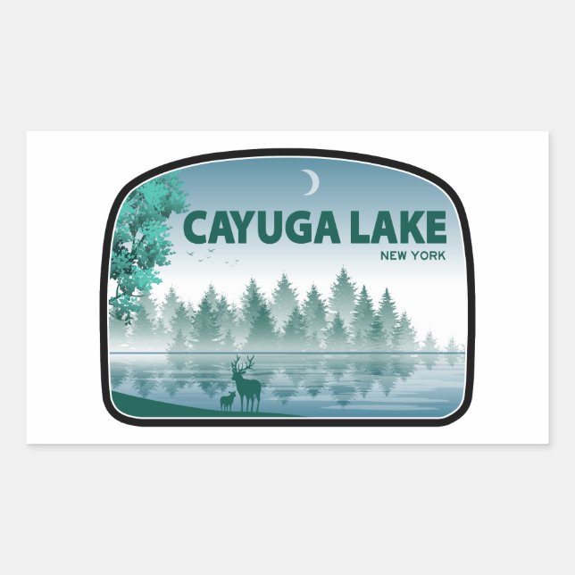 Cayuga Lake New York Deer Sticker (Front)