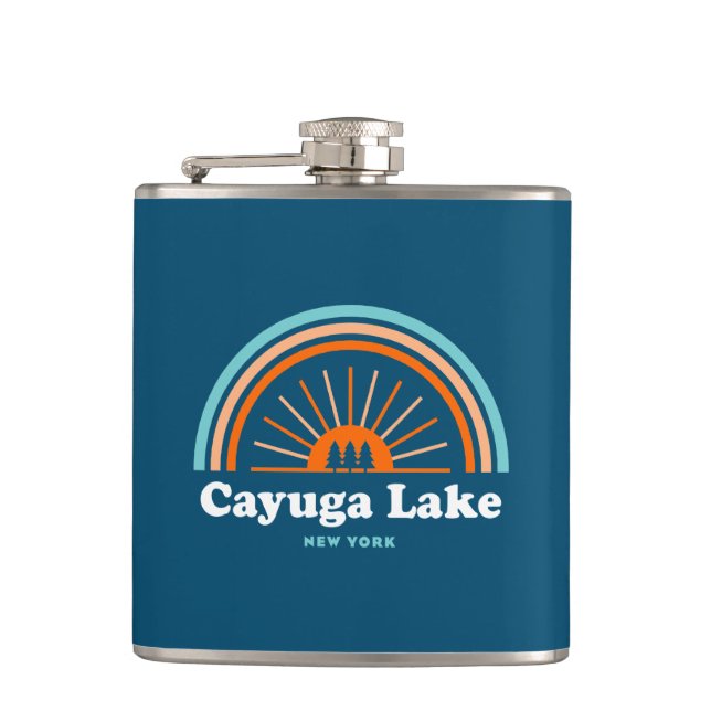 Cayuga Lake New York Rainbow Hip Flask (Front)
