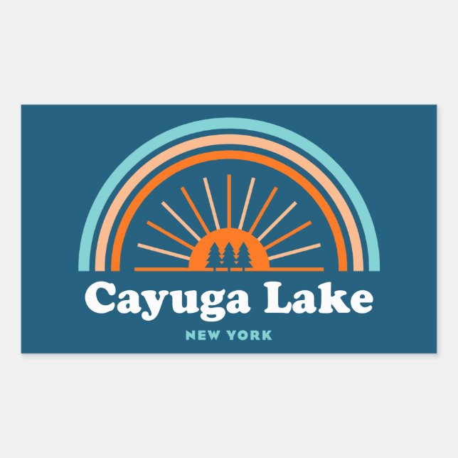 Cayuga Lake New York Rainbow Sticker (Front)