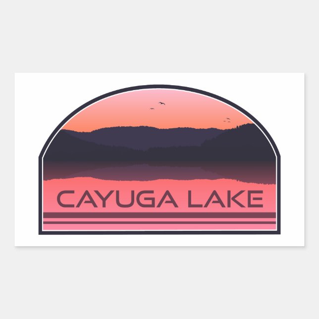 Cayuga Lake New York Red Sunrise Sticker (Front)