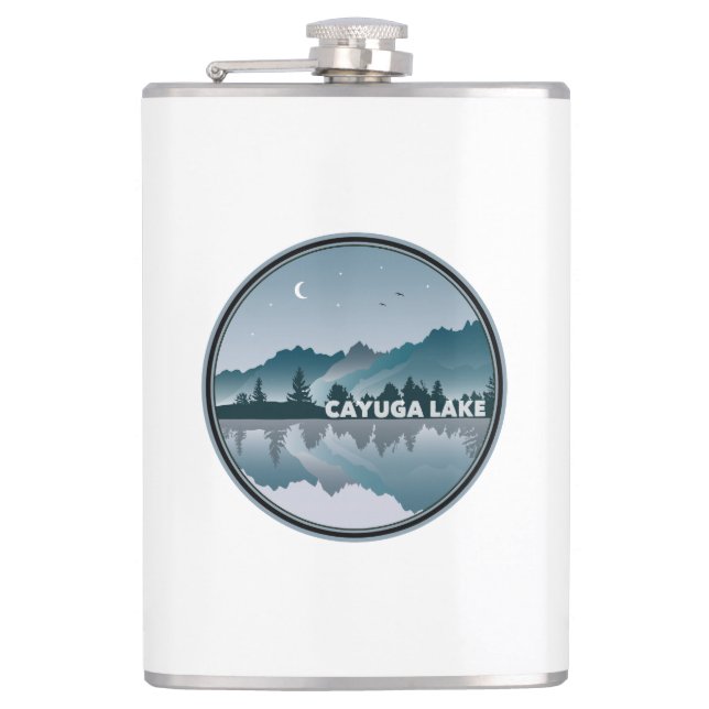 Cayuga Lake New York Reflection Hip Flask (Front)
