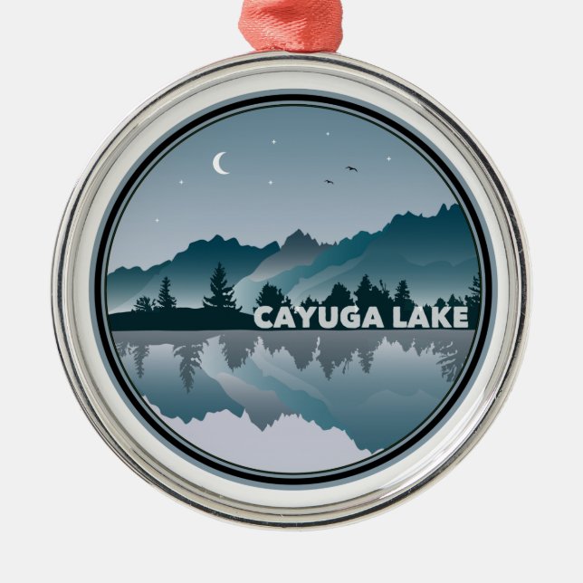 Cayuga Lake New York Reflection Metal Ornament (Front)