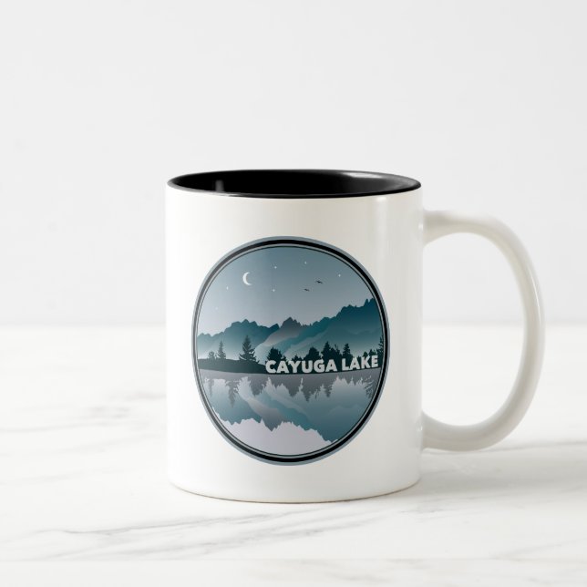 Cayuga Lake New York Reflection Two-Tone Coffee Mug (Right)