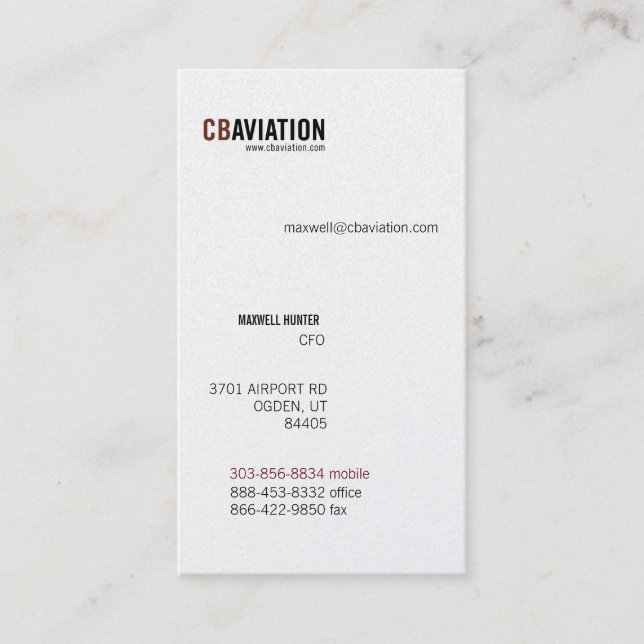 CB Aviation Business Card (Front)