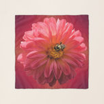 CB Bumble Bee on Red Dahlia Square Chiffon Scarf<br><div class="desc">Bumble Bee on Red Dahlia Square Chiffon Scarf.  You may add a monogram or name if you like as the design is customizable.  Not for the long or longer option.</div>