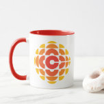 CBC 1974 Logo - Ringer Mug<br><div class="desc">Created by Burton Kramer, a designer and artist whose work is featured as part of the permanent collection at the Smithsonian Institute. Sometimes called the exploding pizza or pineapple, Burton Kramer's modernist logo features the letter "C" for Canada at its core. According to the CBC's 1974 corporate manual, "the overall...</div>