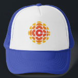 CBC 1974 Logo Trucker Hat<br><div class="desc">Created by Burton Kramer, a designer and artist whose work is featured as part of the permanent collection at the Smithsonian Institute. Sometimes called the exploding pizza or pineapple, Burton Kramer's modernist logo features the letter "C" for Canada at its core. According to the CBC's 1974 corporate manual, "the overall...</div>