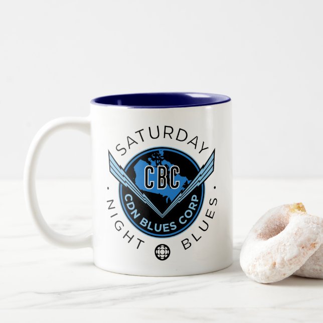 CBC Saturday Night Blues Two-Tone Coffee Mug (With Donut)