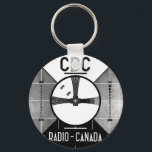 CBC Test Pattern Keychain<br><div class="desc">Used in the early days of black and white television in the 1950s and 1960s. CBC / Radio-Canada aired this test pattern image at times of no broadcast. The graphic patterns on the test pattern served specific purposes and were used to help adjust cameras, home and studio monitors for the...</div>