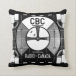 CBC Test Pattern Throw Pillow<br><div class="desc">Used in the early days of black and white television in the 1950s and 1960s. CBC / Radio-Canada aired this test pattern image at times of no broadcast. The graphic patterns on the test pattern served specific purposes and were used to help adjust cameras, home and studio monitors for the...</div>
