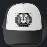 CBC Test Pattern Trucker Hat<br><div class="desc">Used in the early days of black and white television in the 1950s and 1960s. CBC / Radio-Canada aired this test pattern image at times of no broadcast. The graphic patterns on the test pattern served specific purposes and were used to help adjust cameras, home and studio monitors for the...</div>