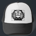 CBC Test Pattern Trucker Hat<br><div class="desc">Used in the early days of black and white television in the 1950s and 1960s. CBC / Radio-Canada aired this test pattern image at times of no broadcast. The graphic patterns on the test pattern served specific purposes and were used to help adjust cameras, home and studio monitors for the...</div>