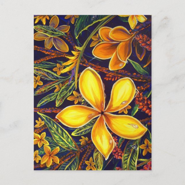 CBjork Yellow Island Plumeria Art Postcard (Front)