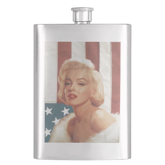 CC15 Marilyn Flag ZAZZ Hip Flask (Front)