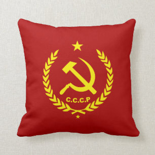 CCCP Communist Hammer and Sickle Badge Throw Pillow