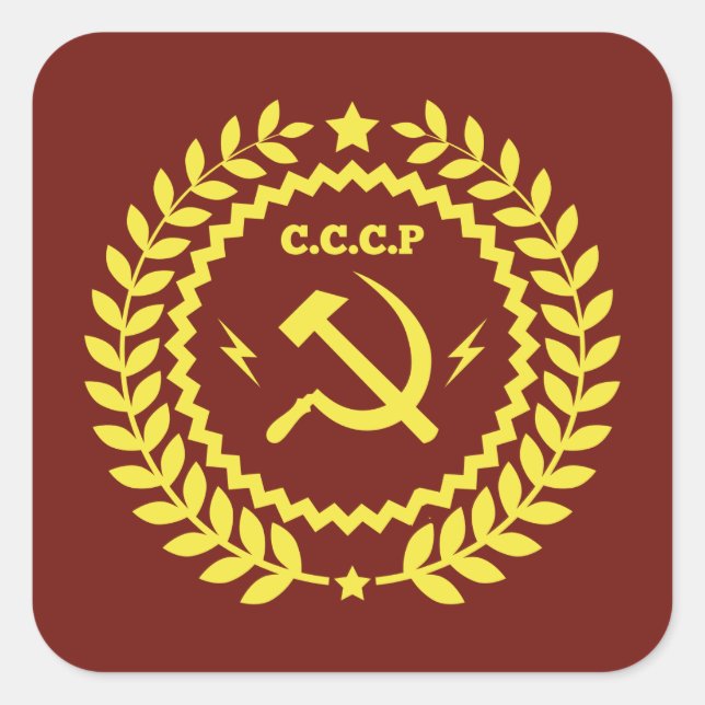 CCCP Hamer & Sickle Emblem Square Stickers (Front)
