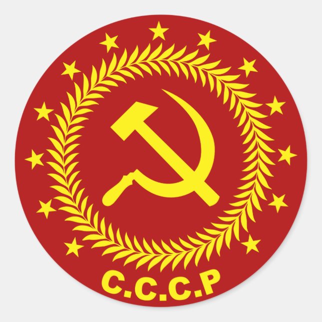 CCCP Hammer Sickle Emblem Classic Round Sticker (Front)