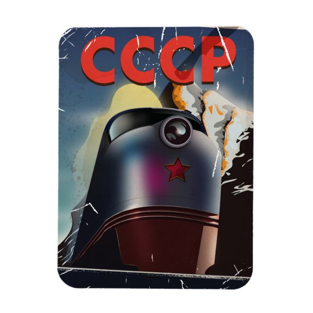 CCCP Retro vintage Soviet train Poster Magnet (Vertical)