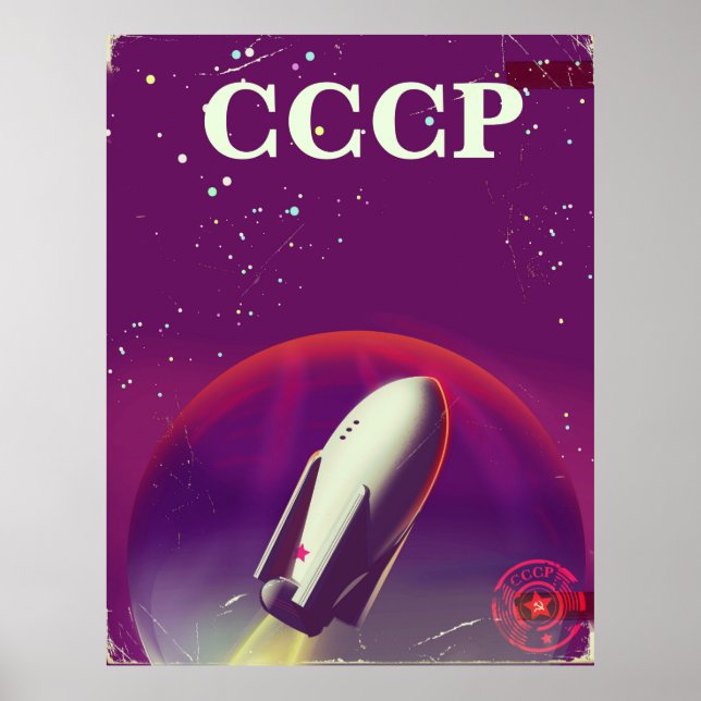 CCCP Soviet space race travel poster (Front)