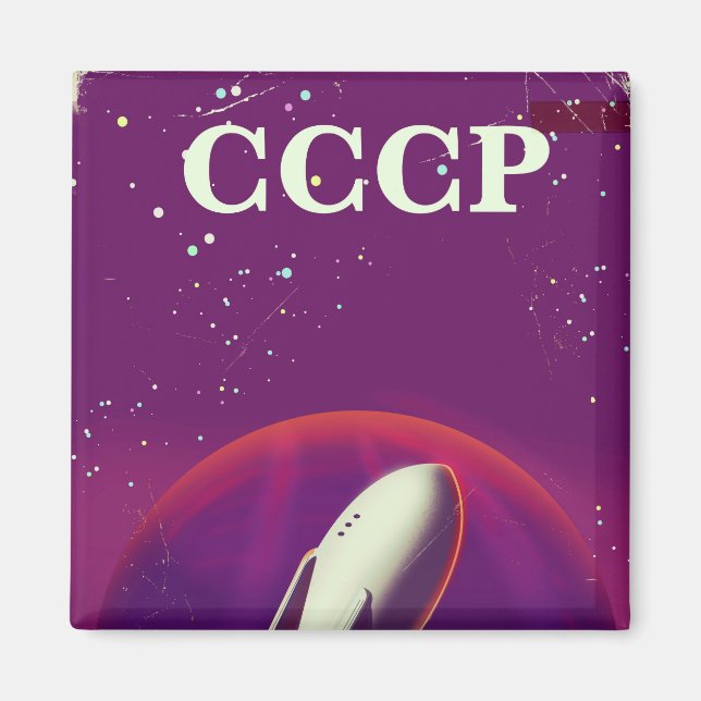 CCCP Soviet space race travel poster Magnet (Front)
