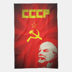 cccp soviet union communist red lenin russia propa kitchen towel