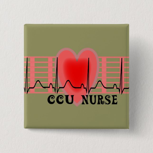 CCU Nurse Gift Ekg paper and Heart Design 2 Inch Square Button (Front)