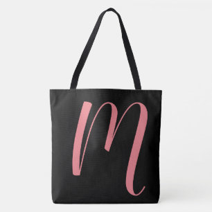 Ccustom M Script Monogram Blacktote Tote Bag