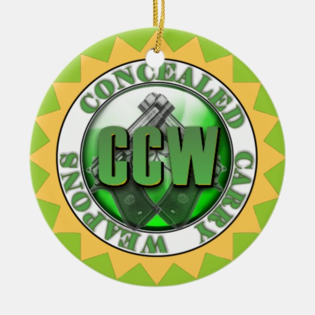 CCW CONCEALED CARRY WEAPON GUN ORNAMENT XMAS (Front)